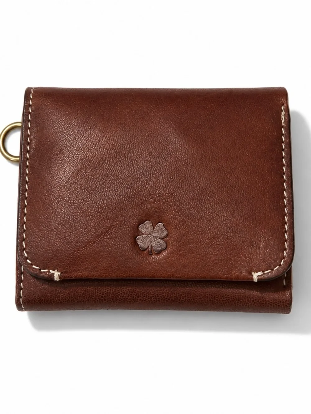Lucky Brand Tan Leather Wallet with White Stitching